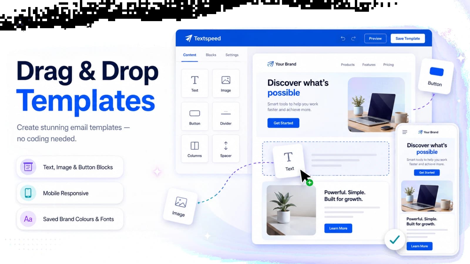 Drag & drop email template builder screenshot