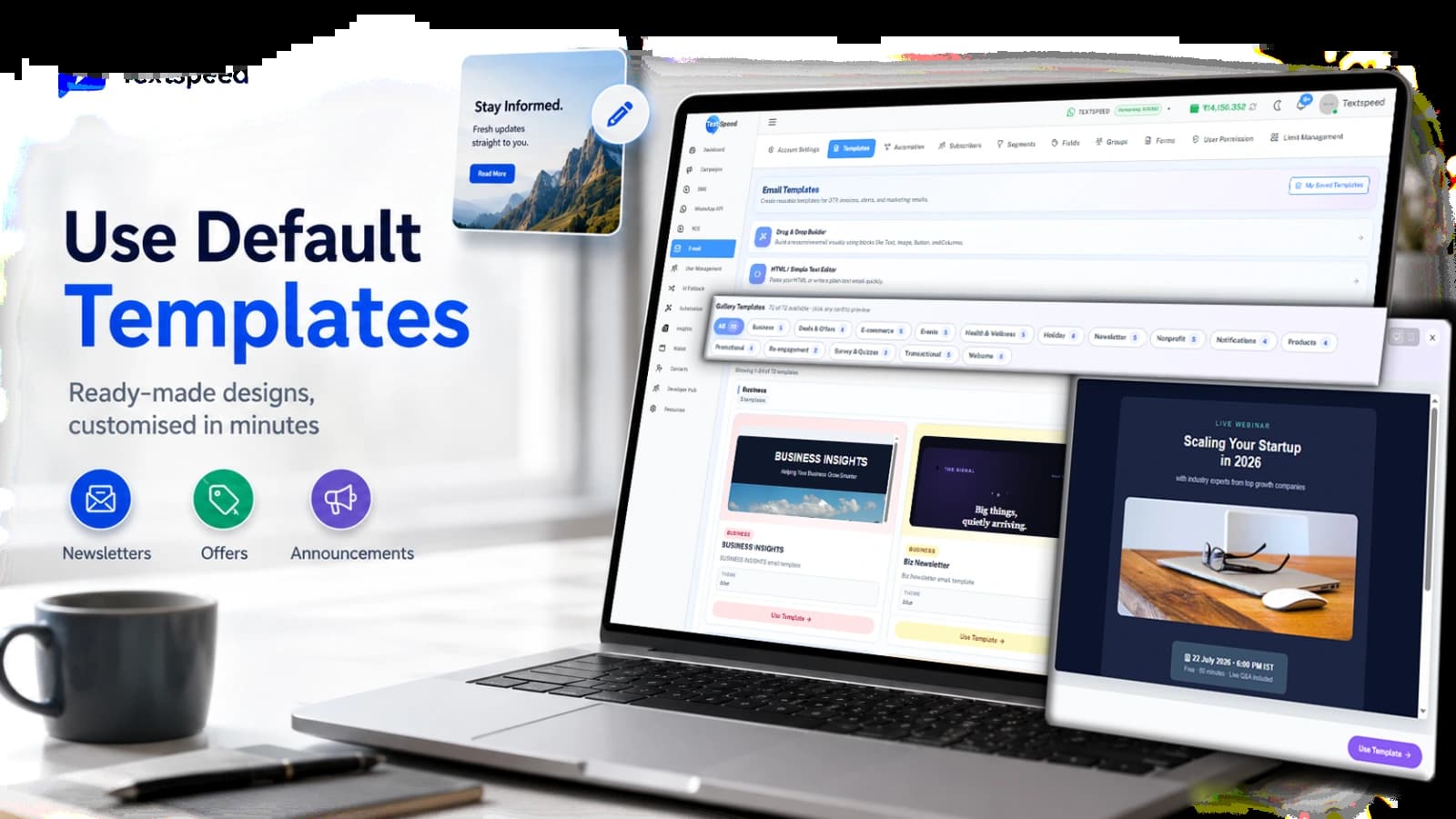 Default pre-built templates library gallery