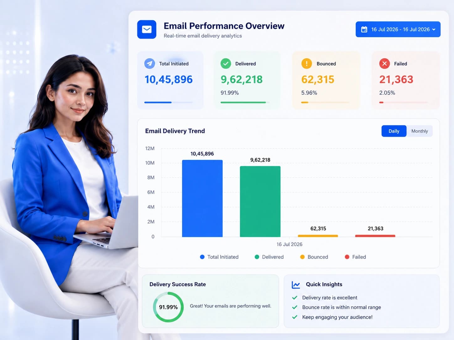 Email reports and analytics illustration